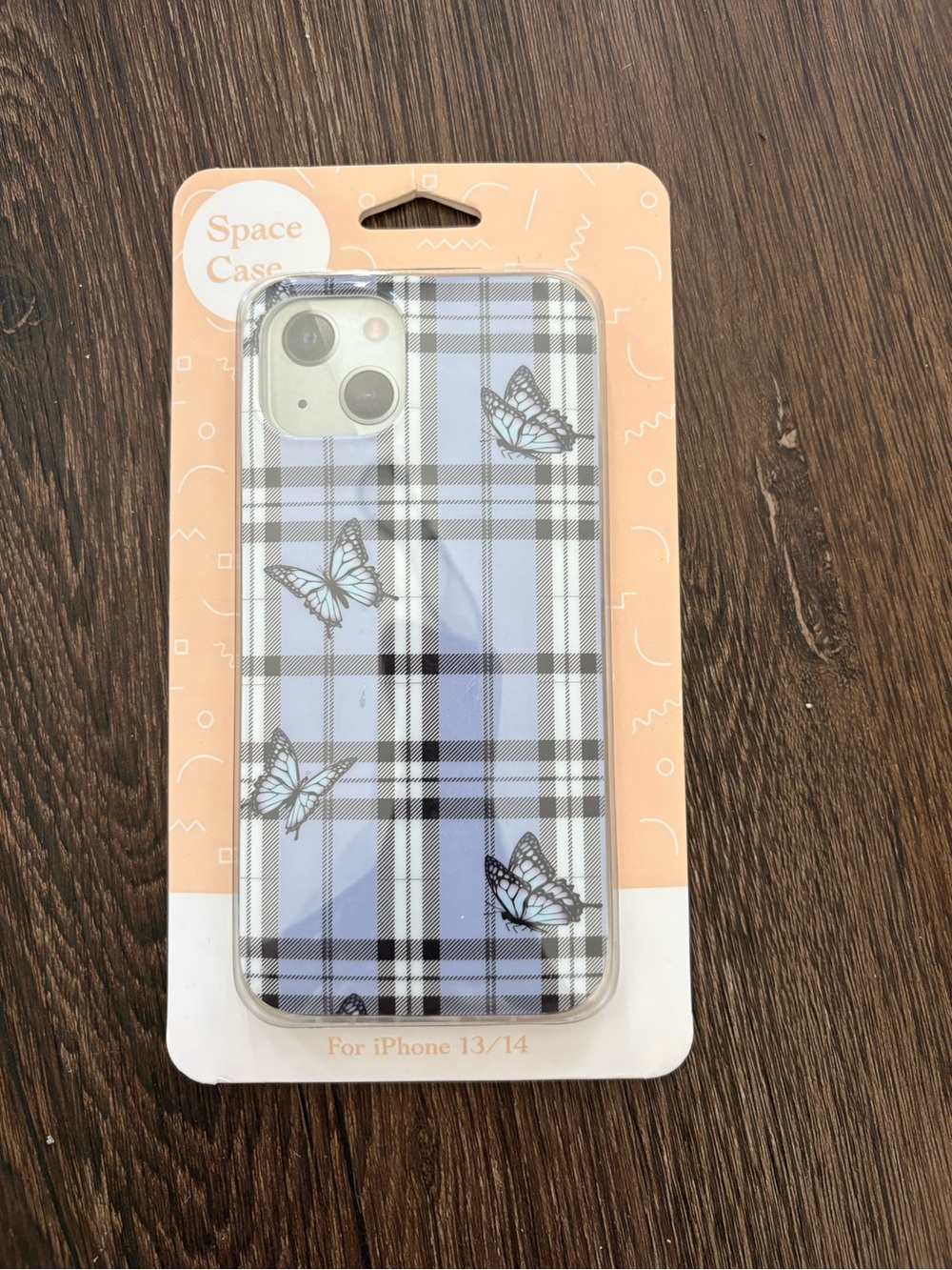 Space Case Butterfly Plaid iPhone Case - Light Blue